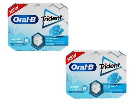 White Trident Oral B Sugar Free Chewing Gum Peppermint Flavour Soft