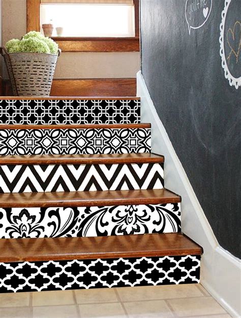 Stair Riser Vinyl Strips Removable Sticker Peel & Stick 15steps : Black ...