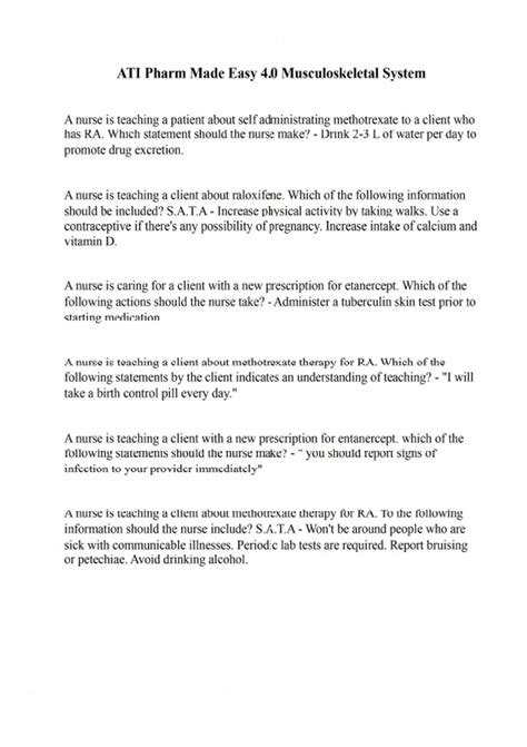 ATI Pharm Made Easy 4.0 Musculoskeletal System - ATI Pharm - Stuvia US