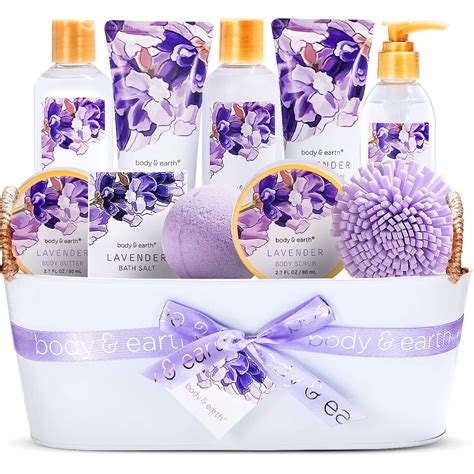 Spa Bath Gift Sets for Women, 11 Pcs Lavender Gift Baskets, Holiday Bath and Body Sets Beauty ...