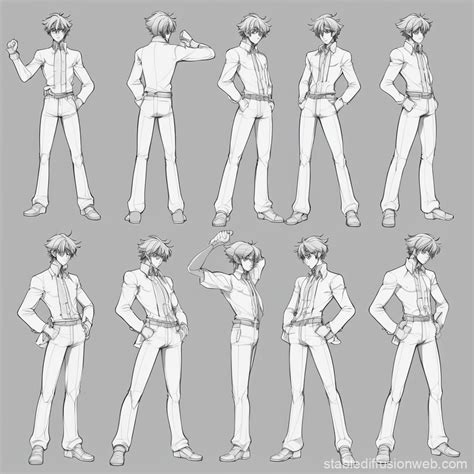 anime man reference pose stable diffusion