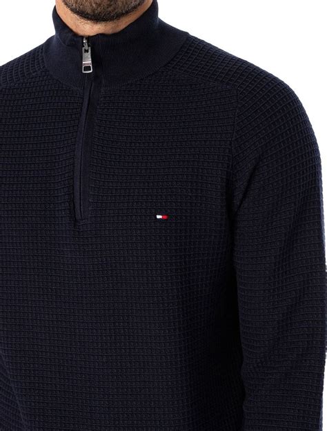 Blusa Tommy Hilfiger Masculina Spring Grid Zip Mock Knit Azul