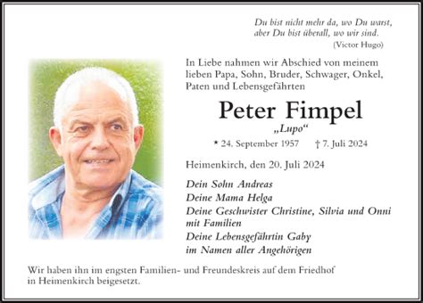 Traueranzeigen Von Peter Fimpel Augsburger Allgemeine Zeitung