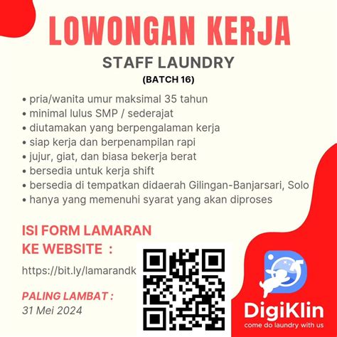 Lowongan Kerja Mei 2024 Staff Laundry Digiklin Di Solo Info Loker Solo