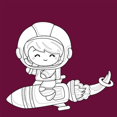 Premium Vector Cute Astronaut In Outer Space Theme Digital Stamp