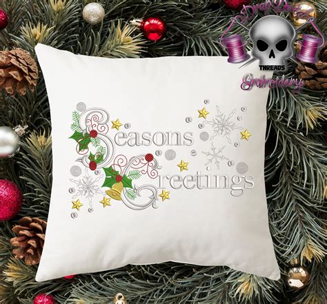 Seasons Greetings Word Art Machine Embroidery Design Drop Dead Threads