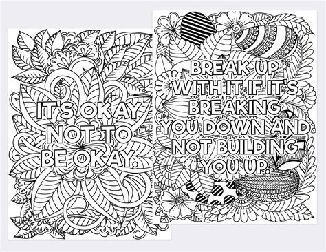 Mental Health Affirmations Coloring Book Pages Etsy Mental Health