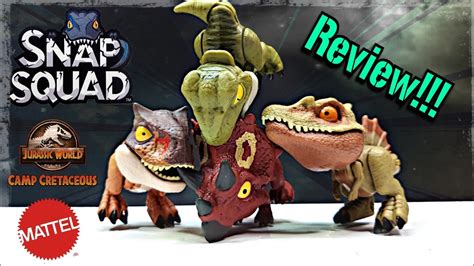 2021 Mattel Jurassic World Camp Cretaceous Snap Squads Review Toro Raptor Spinosaurus