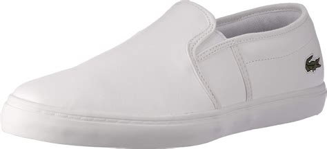 Lacoste Womens Gazon Slip On White Leather Casual Skate Shoes Trainers