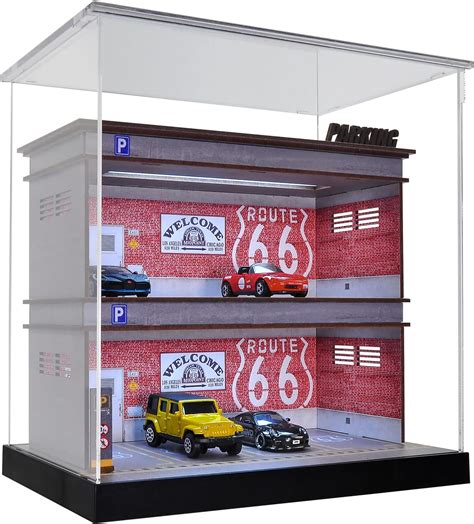 cxiiuui Hot Wheels Vitrina de 164 a presión para estacionamiento garaje Moldel de 3