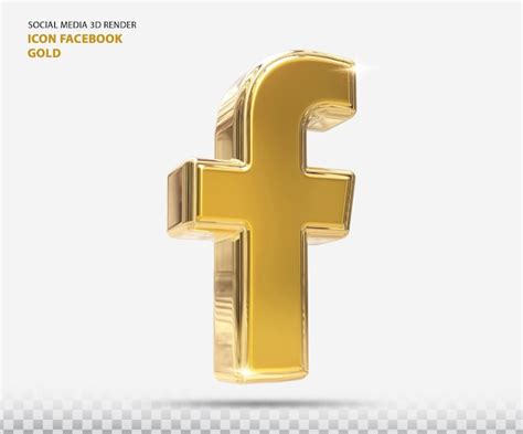 Premium Psd Facebook Icon Golden 3d Render