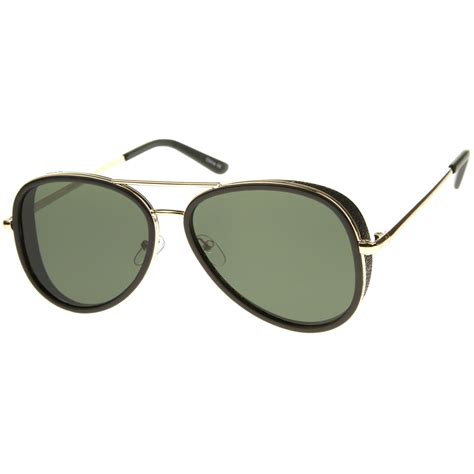 European Retro Two Tone Flat Lens Aviator Sunglasses Zerouv