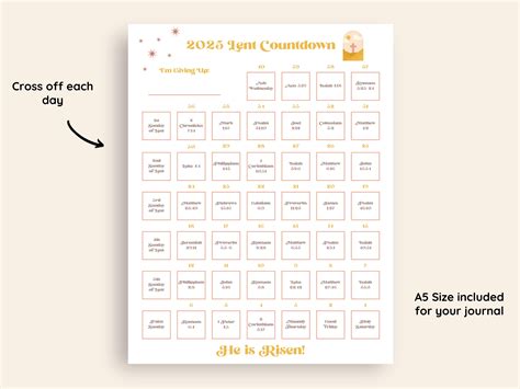 Lent Tracker 2025, Lent Bible Study Guide, 40 Day Lenten Calendar