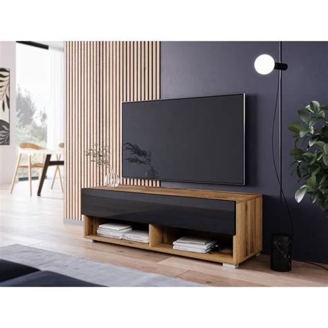 Meuble Tv Meuble De Salon Lowboard A Cm Ch Ne Wotan Noir