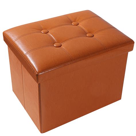 High Quality Leather Storage Ottoman Cube Collapsible Footstool