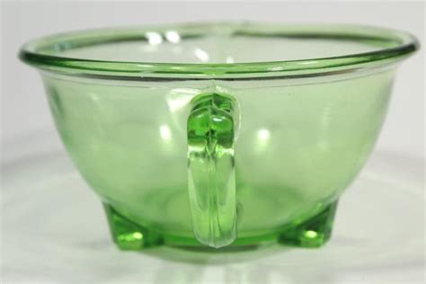 1930s Vintage Green Depression Glass Batter Pitcher Mixing Bowl Hazel Atlas Glassware