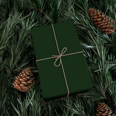 Dark Green Forest Solid Gift Wrap Luxury Christmas Wrapping Paper Eco