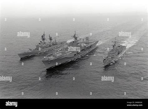 A Port Bow View Of The Amphibious Command Ship Uss Blue Ridge Lcc