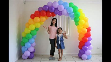 How To Make Rainbow Balloon Arch Without Stand Colors Youtube