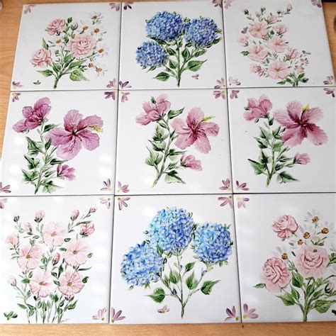 Azulejos Multiflorales Azulejos Azulejos Pintados Azulejos De Porcelana