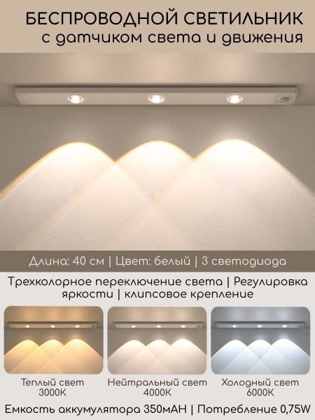 Линейный потолочно-настенный беспроводной светодиодный светильник белый ...