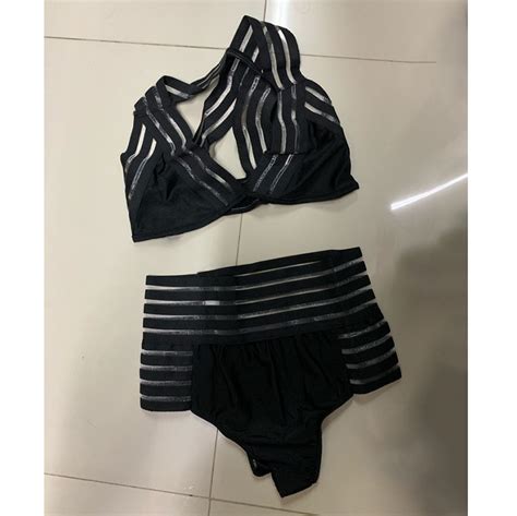 Mesh Patchwork High Waist Bikini Swimsuit