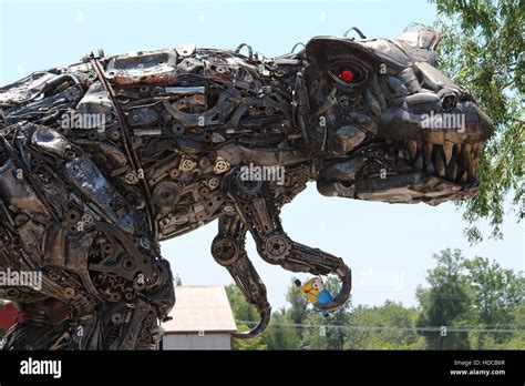 Tyrannosaurus Rex Metal Art Sculpture Stock Photo Alamy