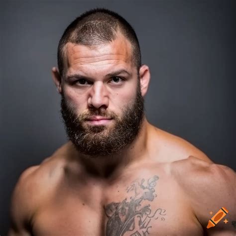 Close Up Portrait Of A Caucasian Wrestler In Ufc Attire