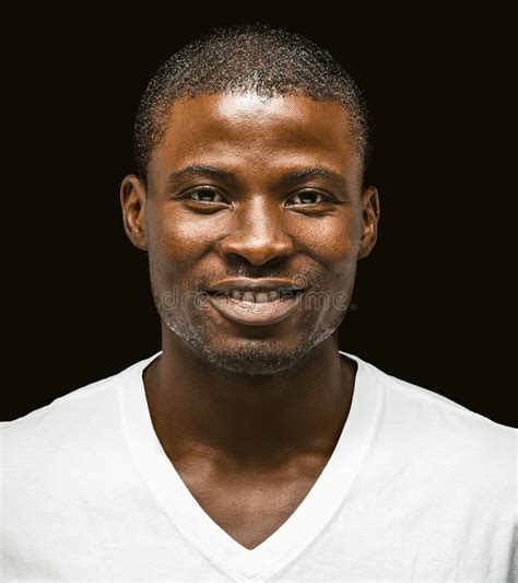 Smiling Afro American Man Looking At Camera Portrait Of Dark Skinned