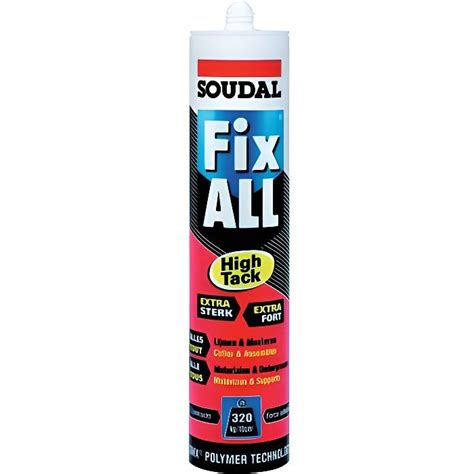 Mastic Colle Fix All High Tack Blanc Cartouche 290ml Soudal 100268 Cdiscount Bricolage