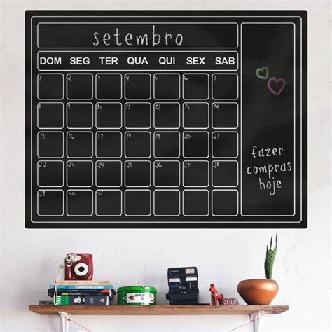 Kit 2 Lousa Calendário Adesivo Quadro Planner Mensal Semanal Shopee