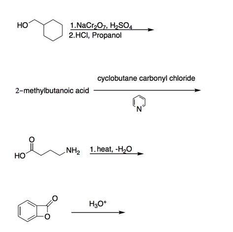 Solved Ho 1 Nacr2o7 H2so4 2 Hci Propanol Cyclobutane