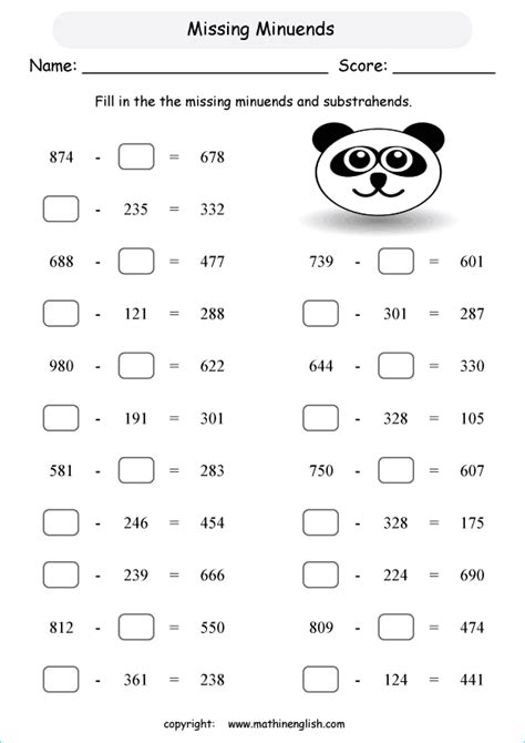 Math Worksheets Fill In Missing Numbers