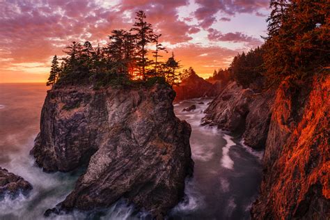 Natural Bridges Oregon Coast Sunset Getty Photography