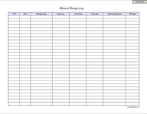 Therapy Log Sheets