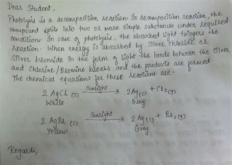 Explain The Activity Of Photolysis Process With Agbr And Agcl Science