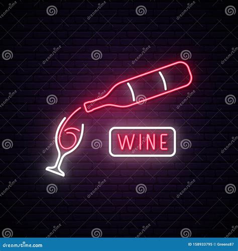 Neon Wine Sign Wine Bar Advertising Design Stock Vector Illustration