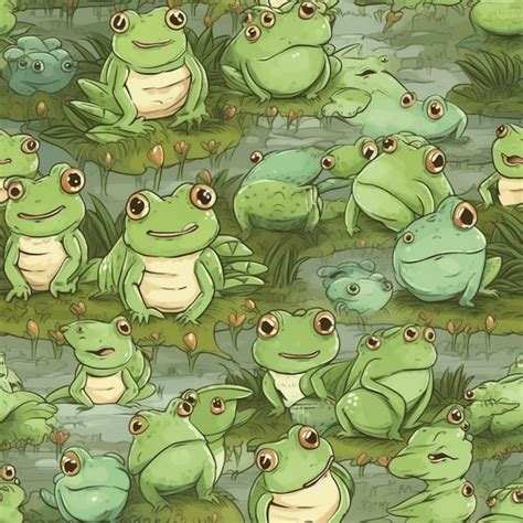 Premium Ai Image A Close Up Of A Bunch Of Frogs In A Field Generative Ai