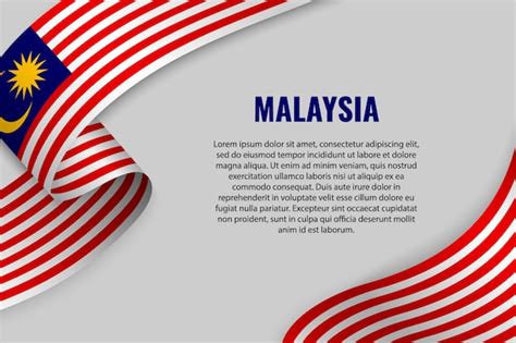 Premium Vector Waving Ribbon Or Banner With Flag Of Malaysia