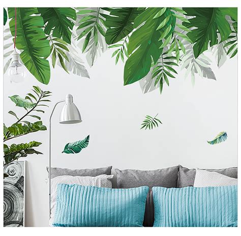 Tropical Plant Leaves Wall Stickers Can Remove Wall Paste Top Etsy