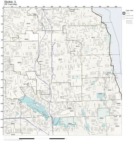 Office Products ZIP Code Wall Map of Skokie IL ZIP Code Map Not ...