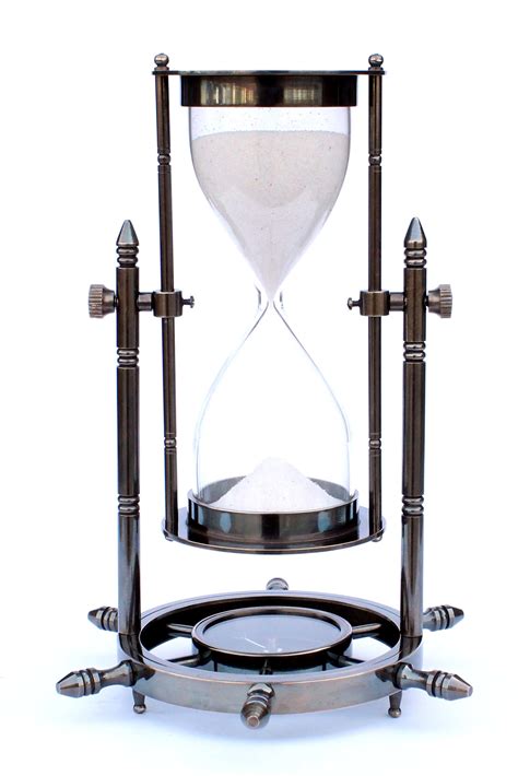 Nautical Maritime Black Antique Full Brass Sand Timer Hourglass With