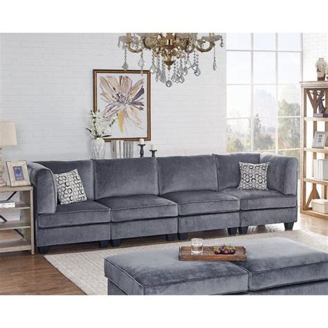 Ivy Bronx Avis Modular Velvet Four Seated Sofa Wayfair Upholstered