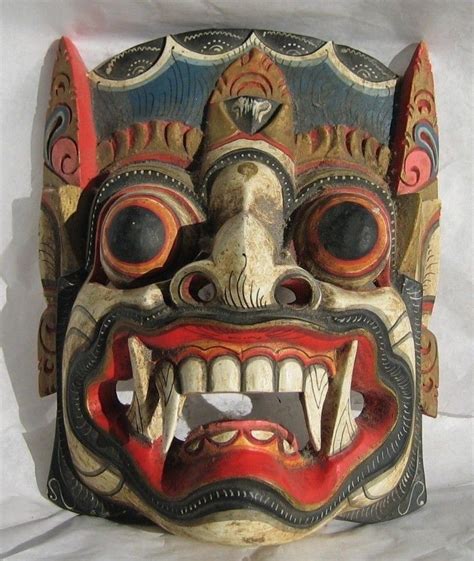 4895 Vtg Balinese Demon Mask Boma Barong Topeng Bali Wall Art Hand