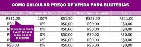 Como Calcular Preço De Venda De Bijuterias Calculo Bijuterias Venda