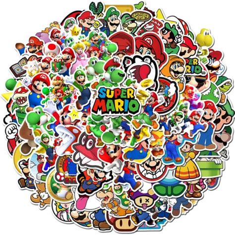 Set Stickers Super Mario Mario Bros Calcomanias Meses Sin