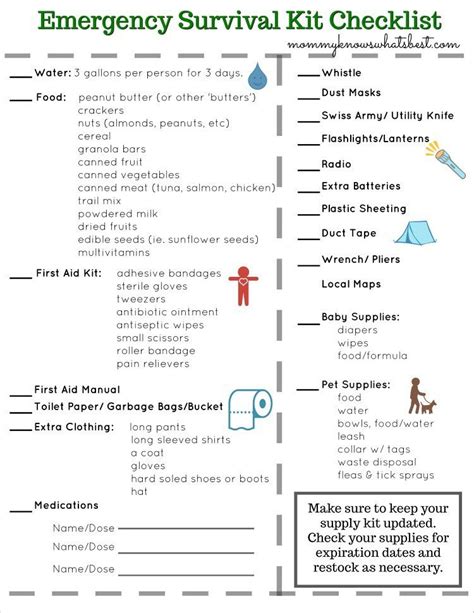 FREE Emergency Survival Kit Checklist Printable | Emergency survival ...