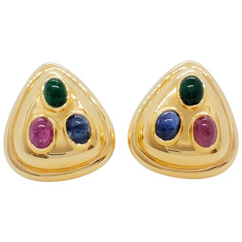 Estate 18 Karat Yellow Gold Ruby, Sapphire and Emerald and Diamond