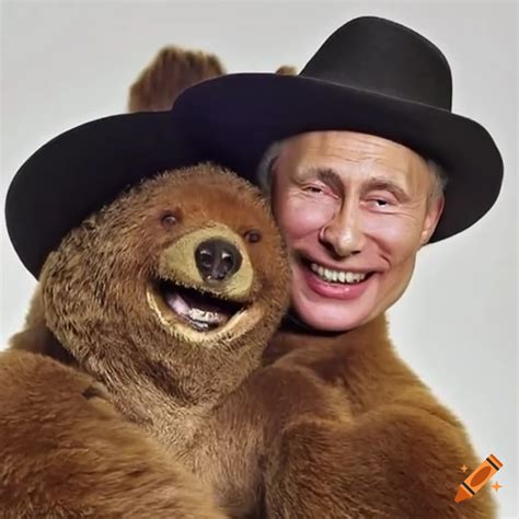 Putin Wearing Cowboy Hat And Hugging A Bear On Craiyon