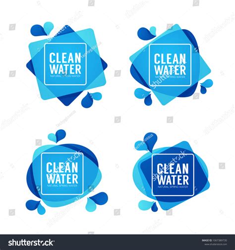 Natural Spring Water Vector Logo Labels Stock Vector Royalty Free